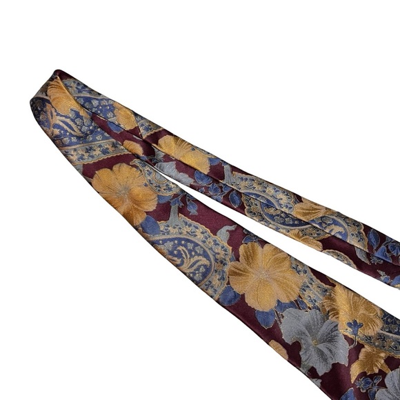 Neck Tie by Oleg Cassini Silk American Made Cool Colors Floral Abstract Paisley - Picture 5 of 7